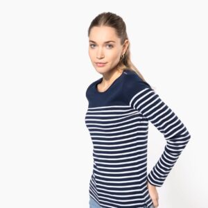 Kariban Gestreept dames-T-shirt lange mouwen