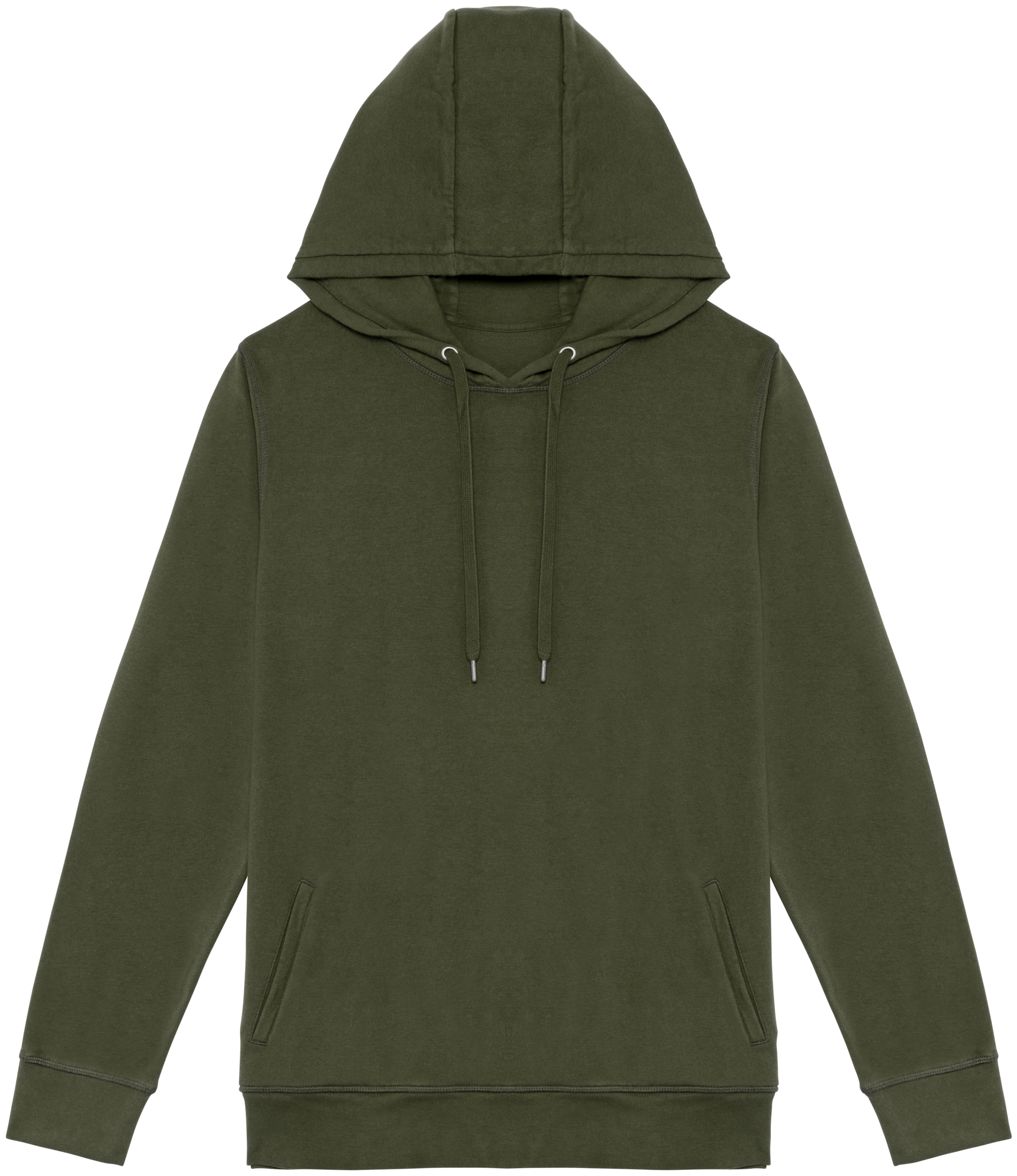 Native Spirit Ecologische uniseks sweater met capuchon French Terry — Washed Organic Khaki