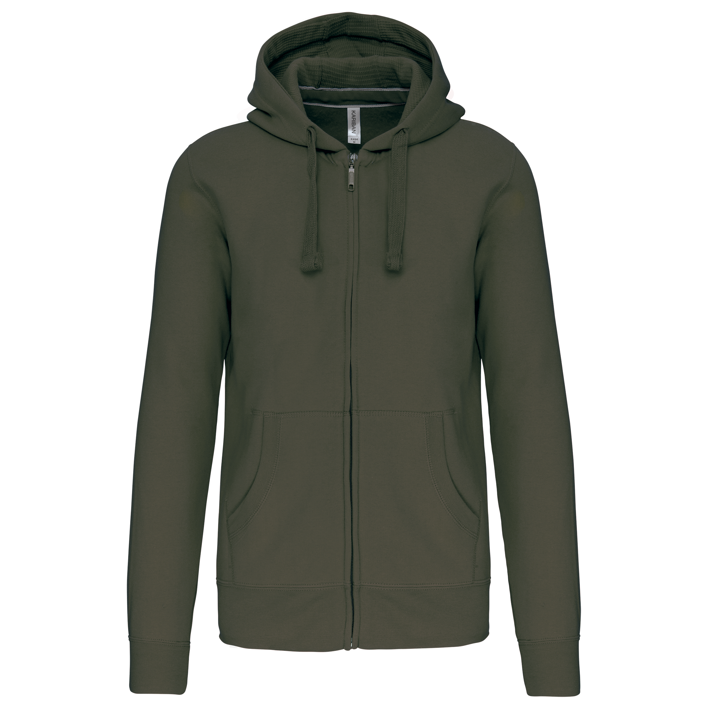 Kariban Hooded Sweater Met Rits — Dark Khaki