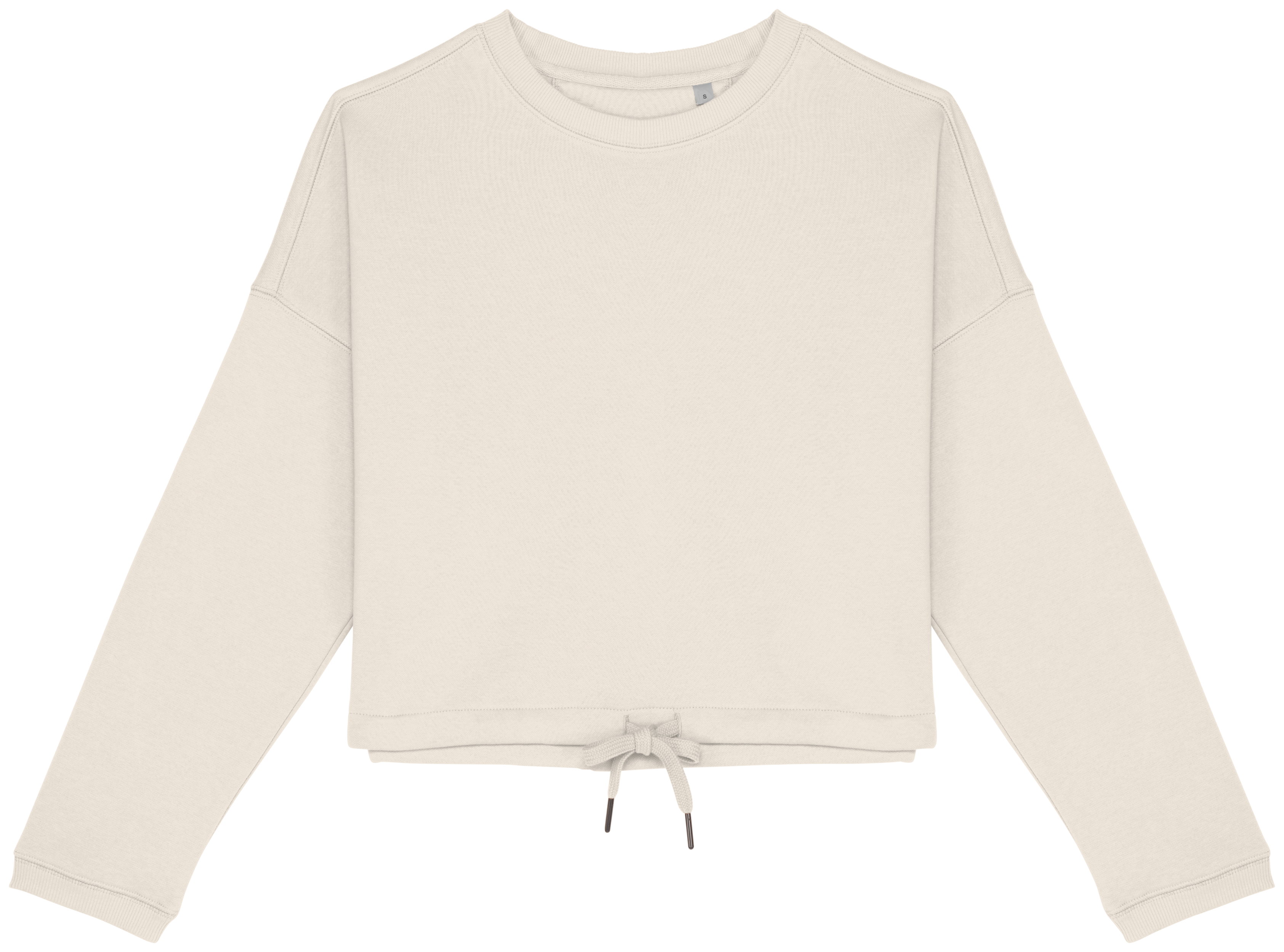Native Spirit Ecologische cropped damessweater met ronde hals — Ivory