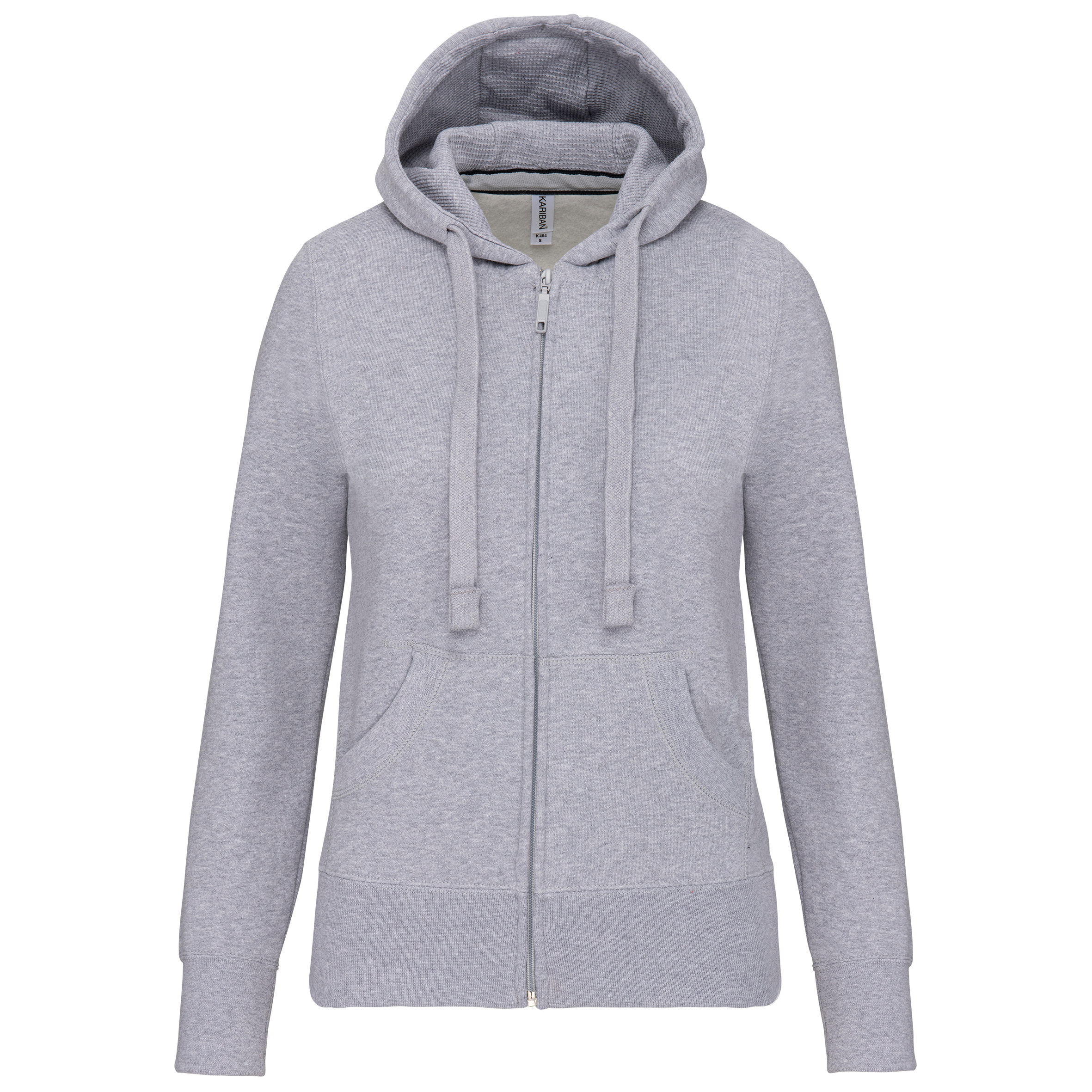 Kariban Damessweater met rits en capuchon — Oxford Grey