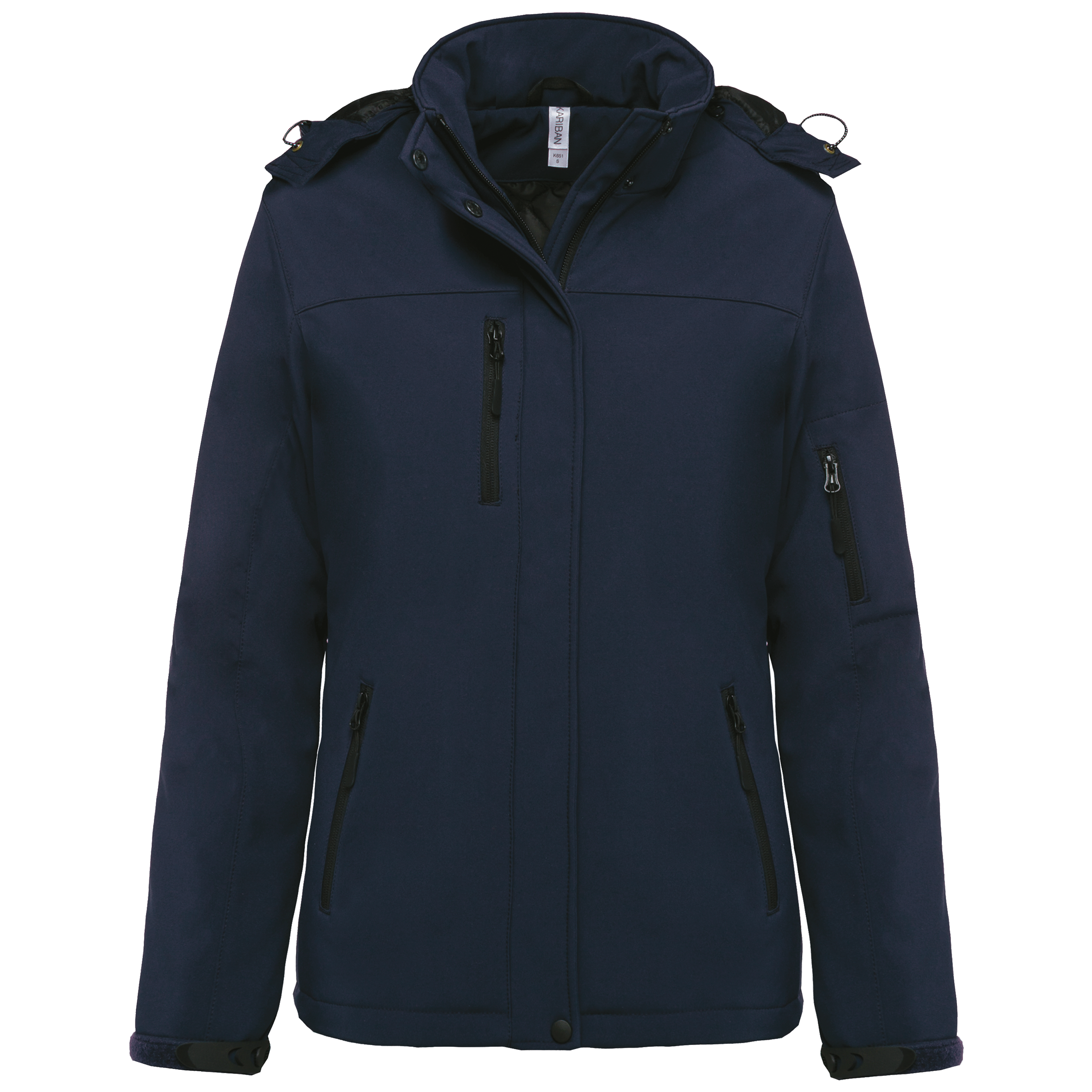 Kariban Gewatteerde softshell damesparka met capuchon — Navy