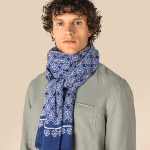 Spasso Uniseks tulbanddoek met bloemenmotief  — Blue Floral Mozaic