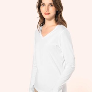 Kariban Premium Supima® dames-T-shirt V-hals lange mouwen
