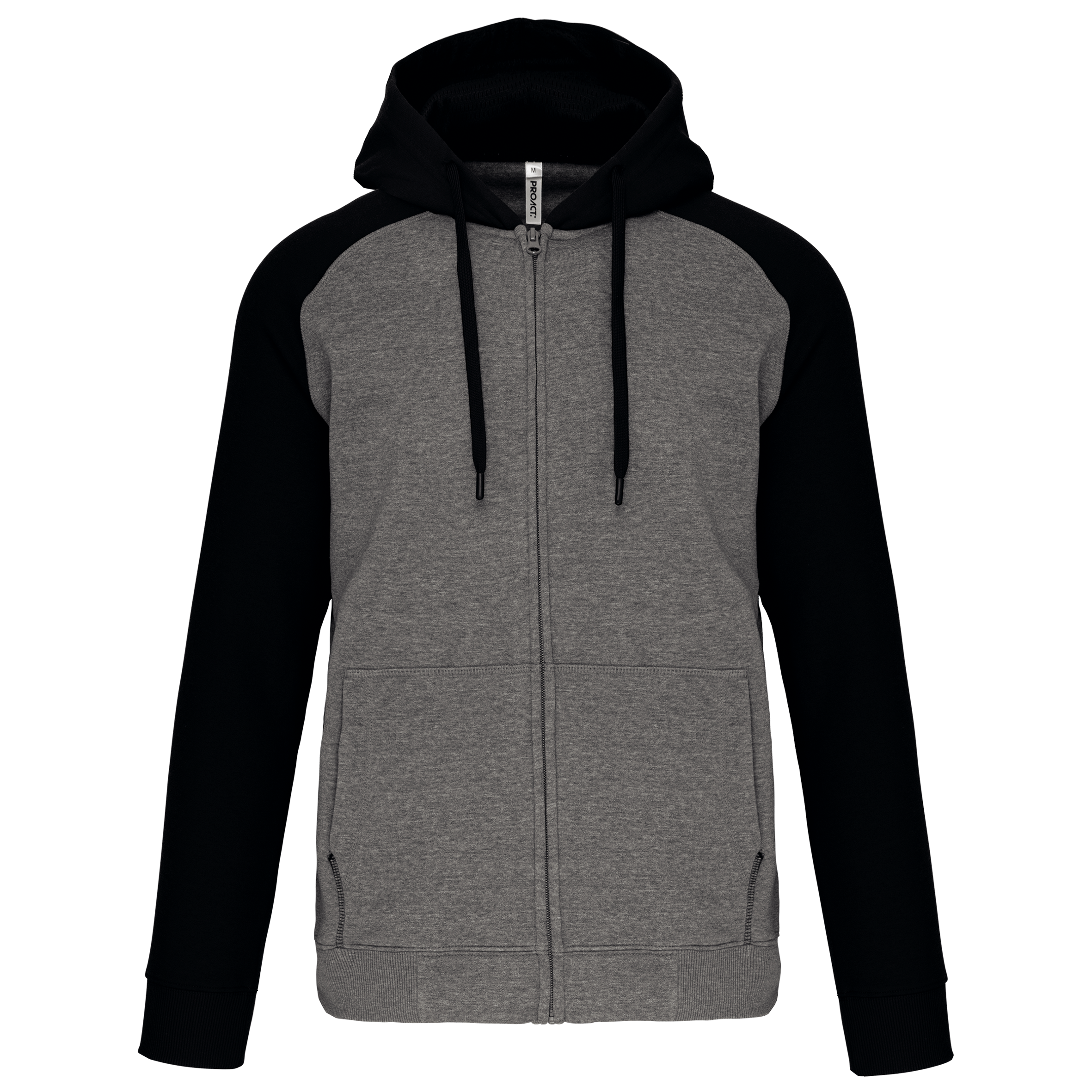PROACT® Tweekleurig sweatvest met capuchon unisex — Grey Heather / Black