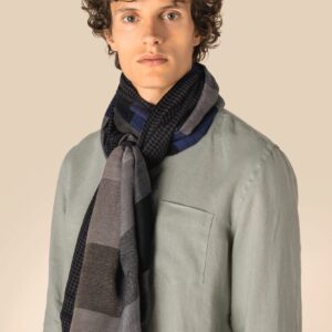 Spasso Omkeerbare uniseks tulbanddoek  — Blue Patchwork / Blue Checkerboard