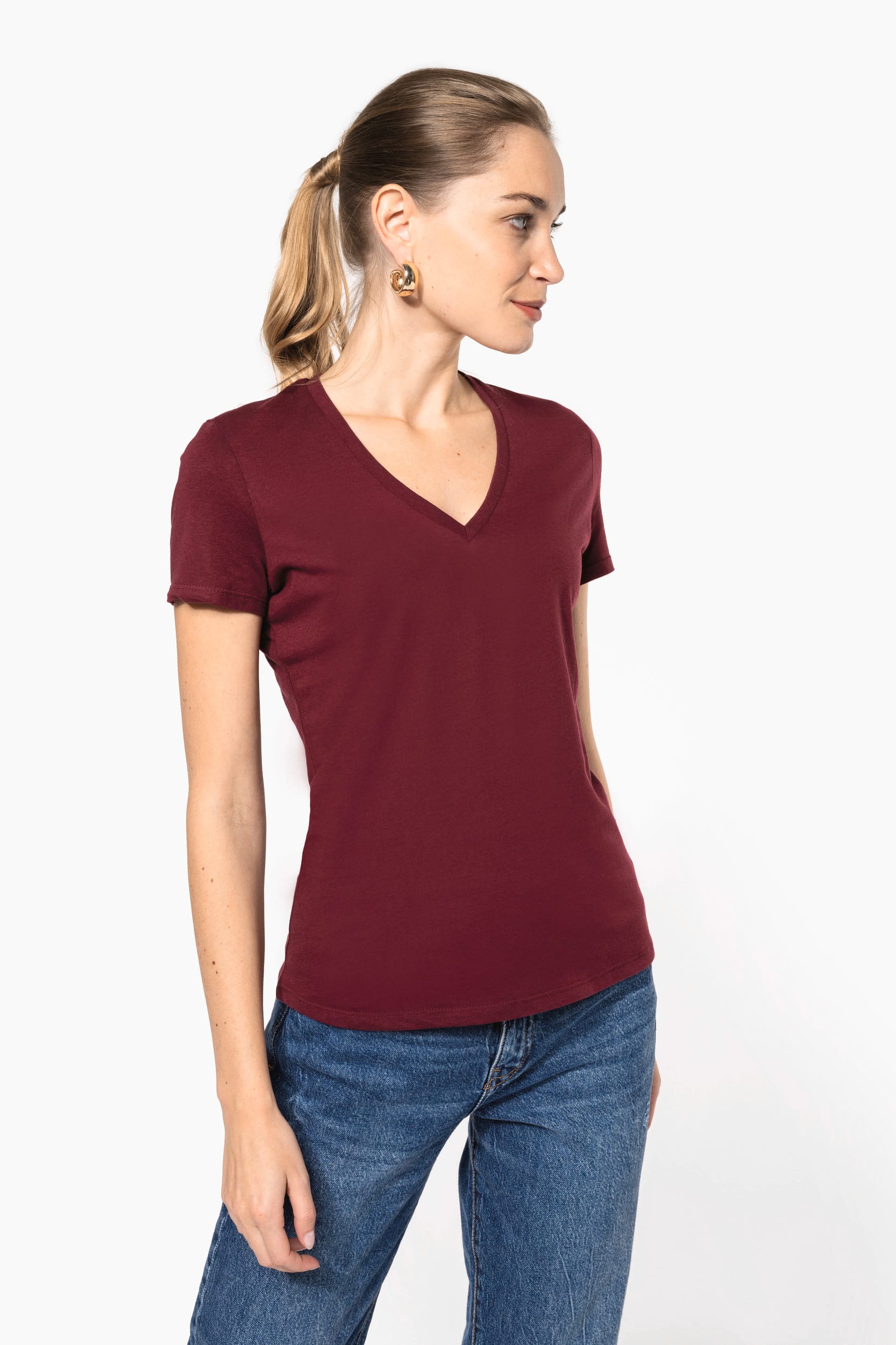 Kariban Dames-T-shirt BIO150 IC V-hals