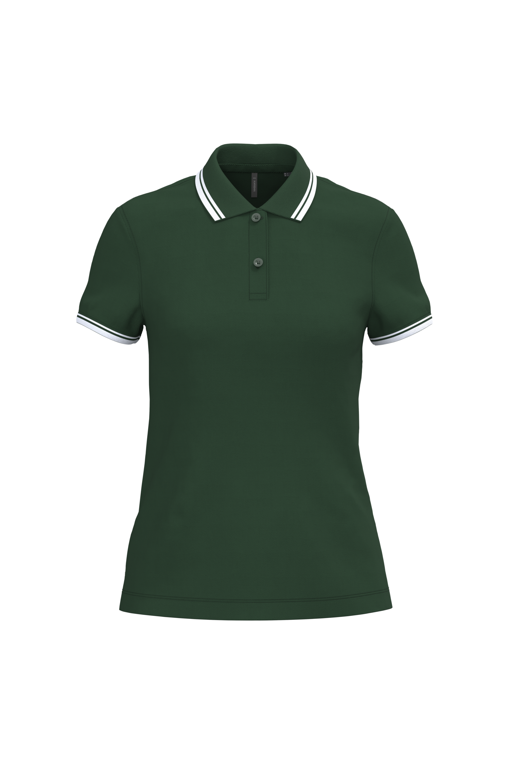 Kariban Damespolo met korte mouwen en contrasterende bies — Forest Green / White