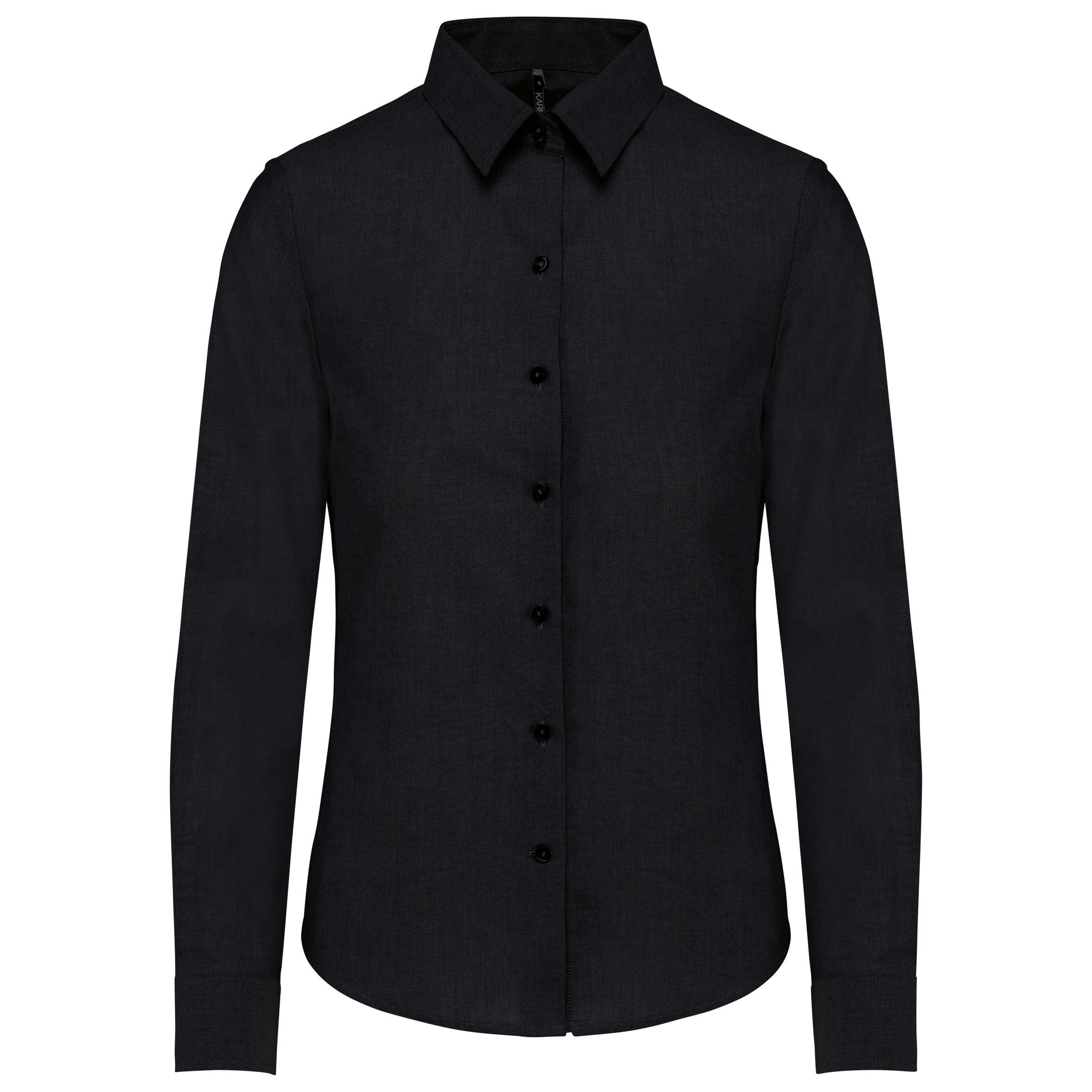 Kariban Dames Oxford blouse lange mouwen — Black