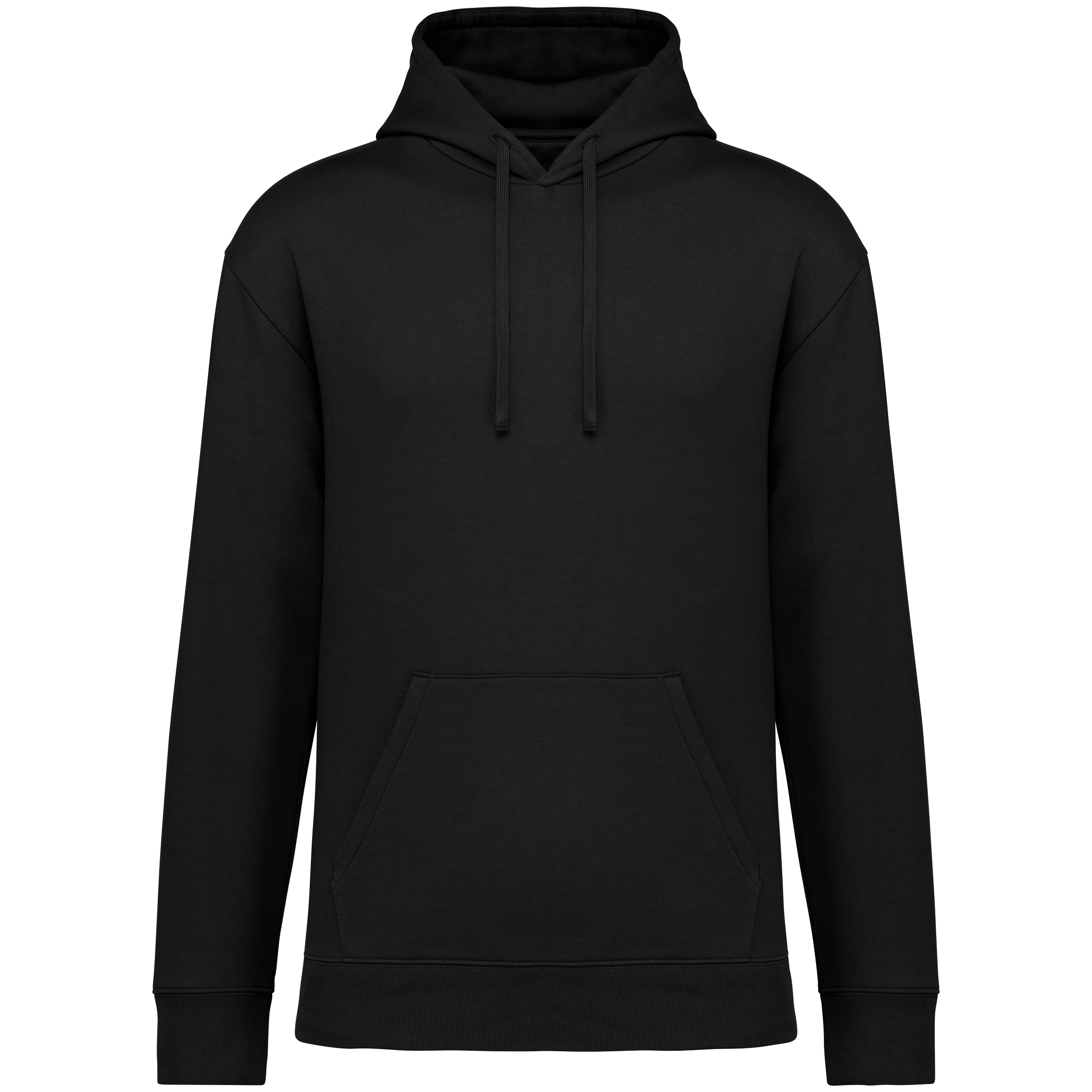 Native Spirit Ecologische uniseks sweater met capuchon en verlaagde schouders in geborsteld fleece — Black