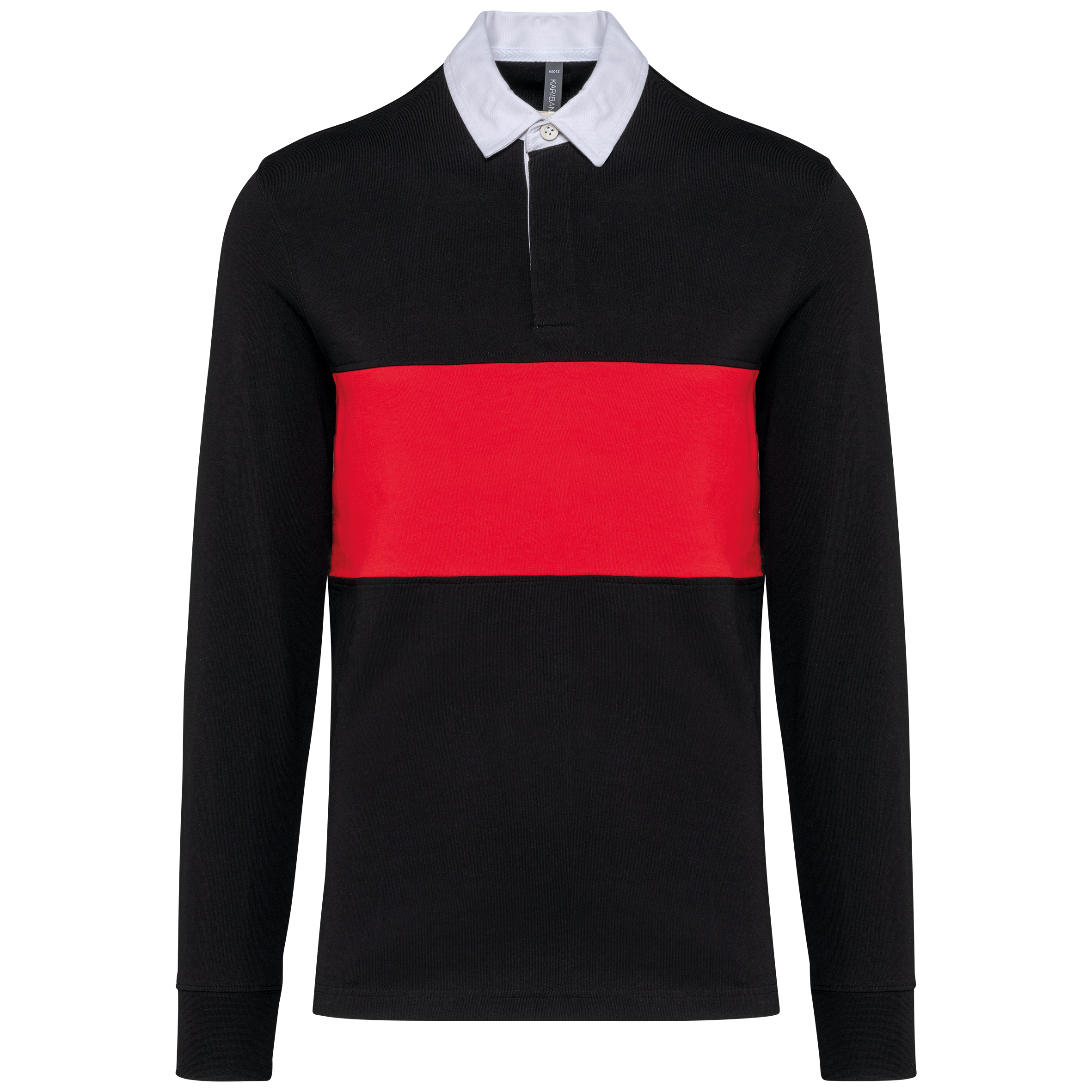 PROACT® Rugbypolo met lange mouwen — Black / Sporty Red