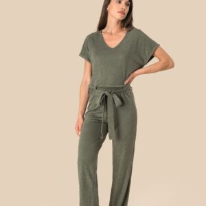 Spasso Tricot jumpsuit met korte mouwen voor dames van linnen