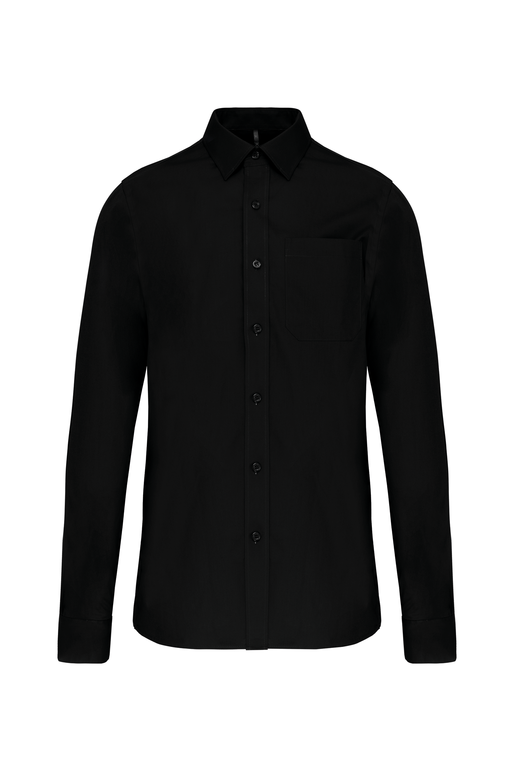 Kariban Heren poplin overhemd lange mouwen — Black