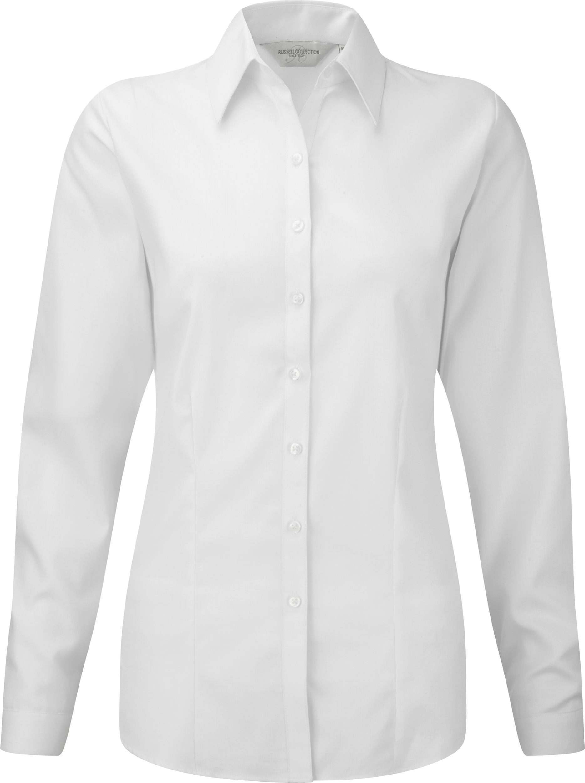 Russell Ladies Long Sleeve Herringbone Shirt — White