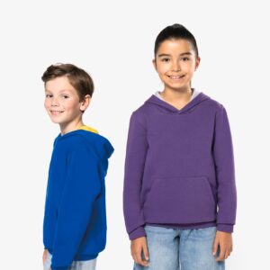 Kariban Kinder Sweater met gecontrasteerde capuchon
