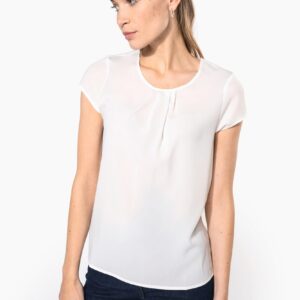 Kariban Damesblouse in crêpe met korte mouwen