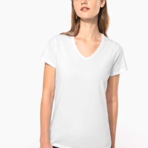 Kariban Dames-T-shirt V-hals korte mouwen