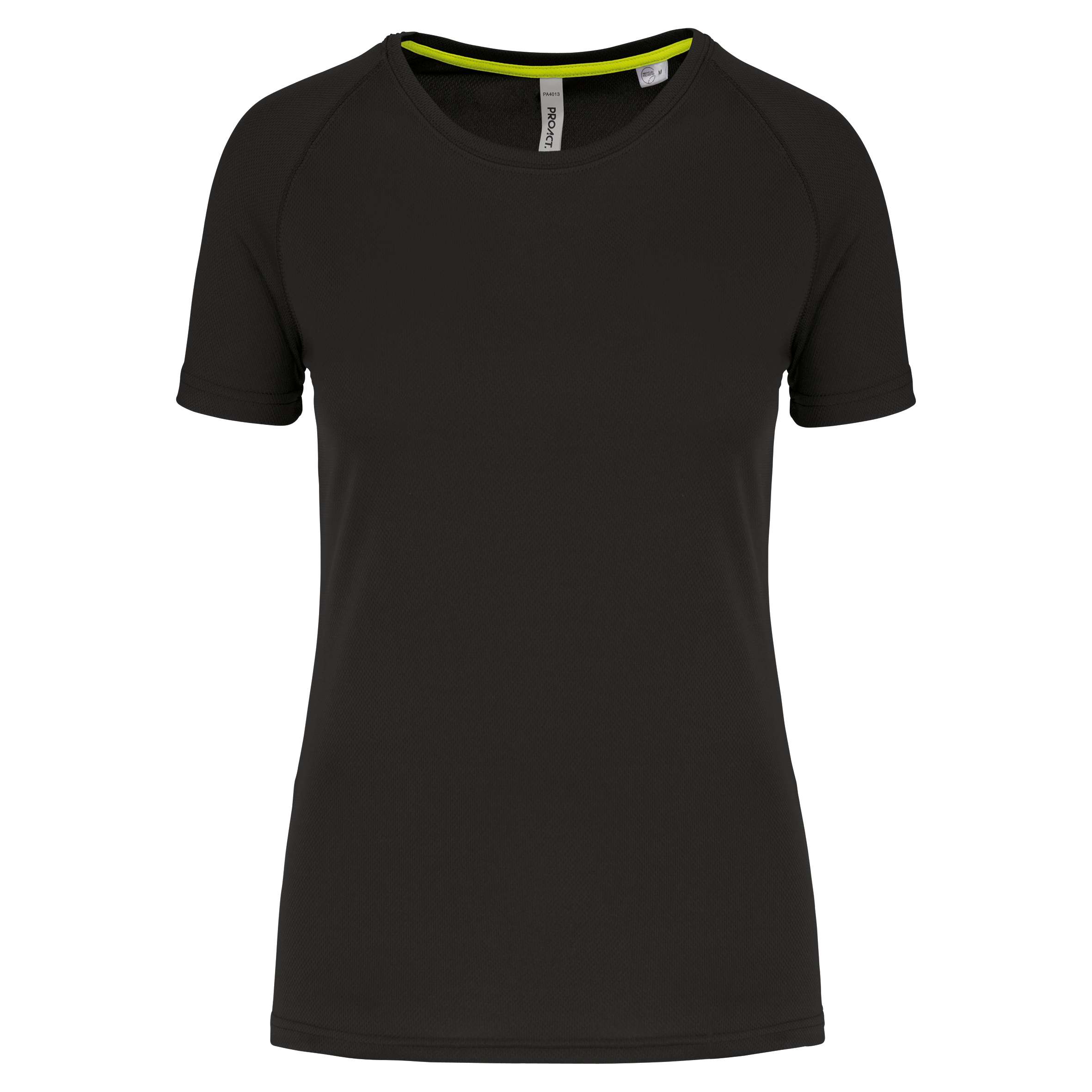 PROACT® Gerecycled damessport-T-shirt met ronde hals — Black