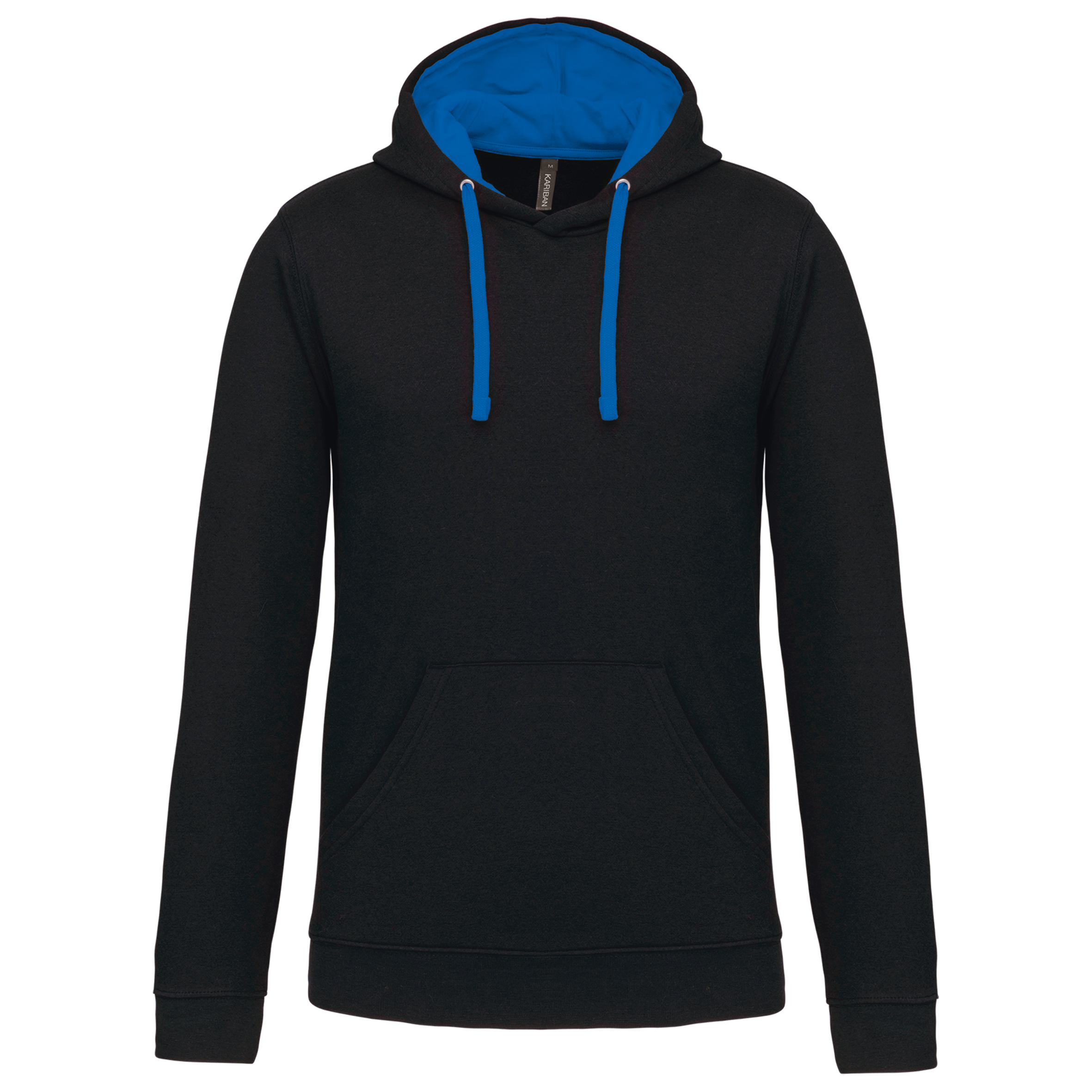 Kariban Sweater met contrasterende capuchon — Black / Light Royal Blue