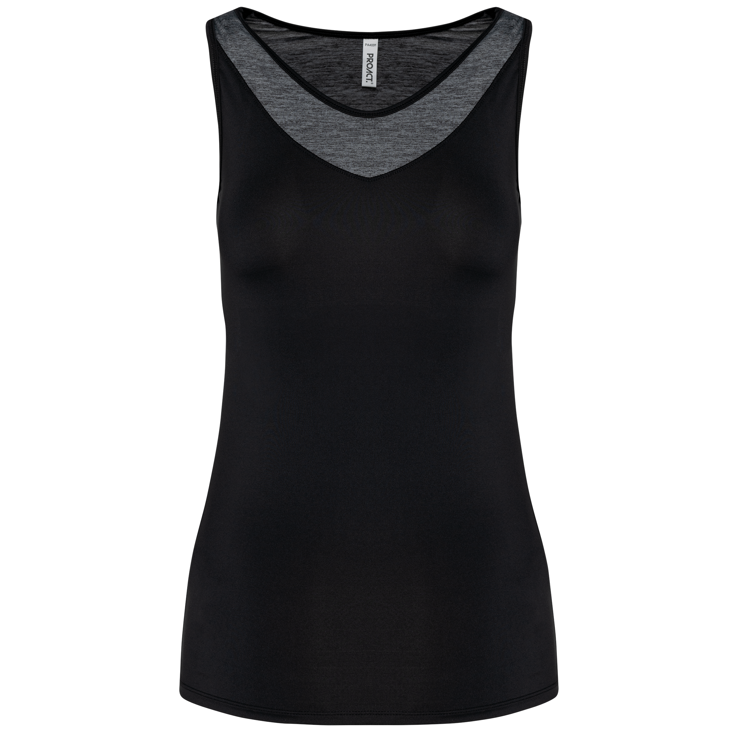 PROACT® Tweekleurige padeltop voor dames — Black / Marl Dark Grey
