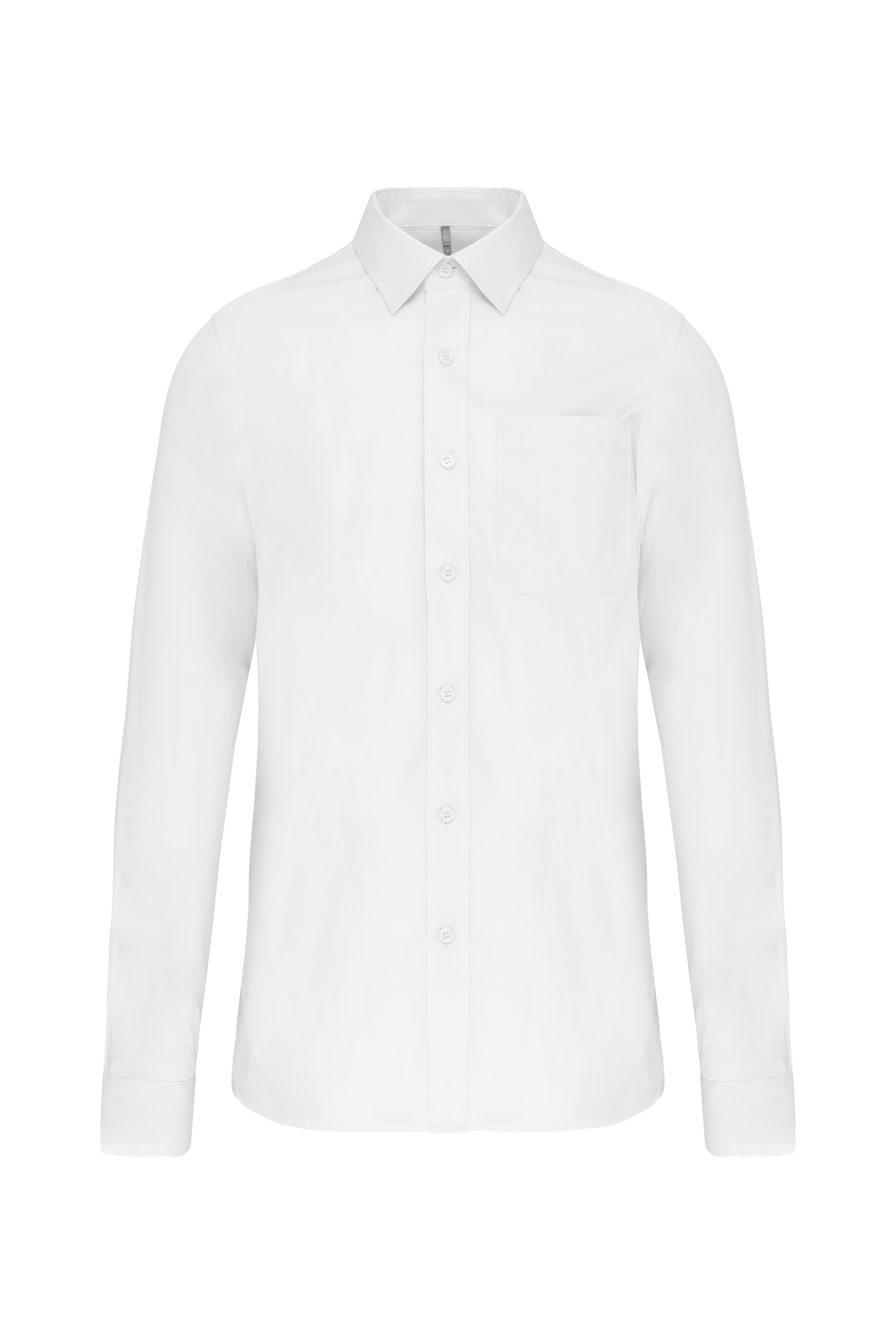 Kariban Heren poplin overhemd lange mouwen — White