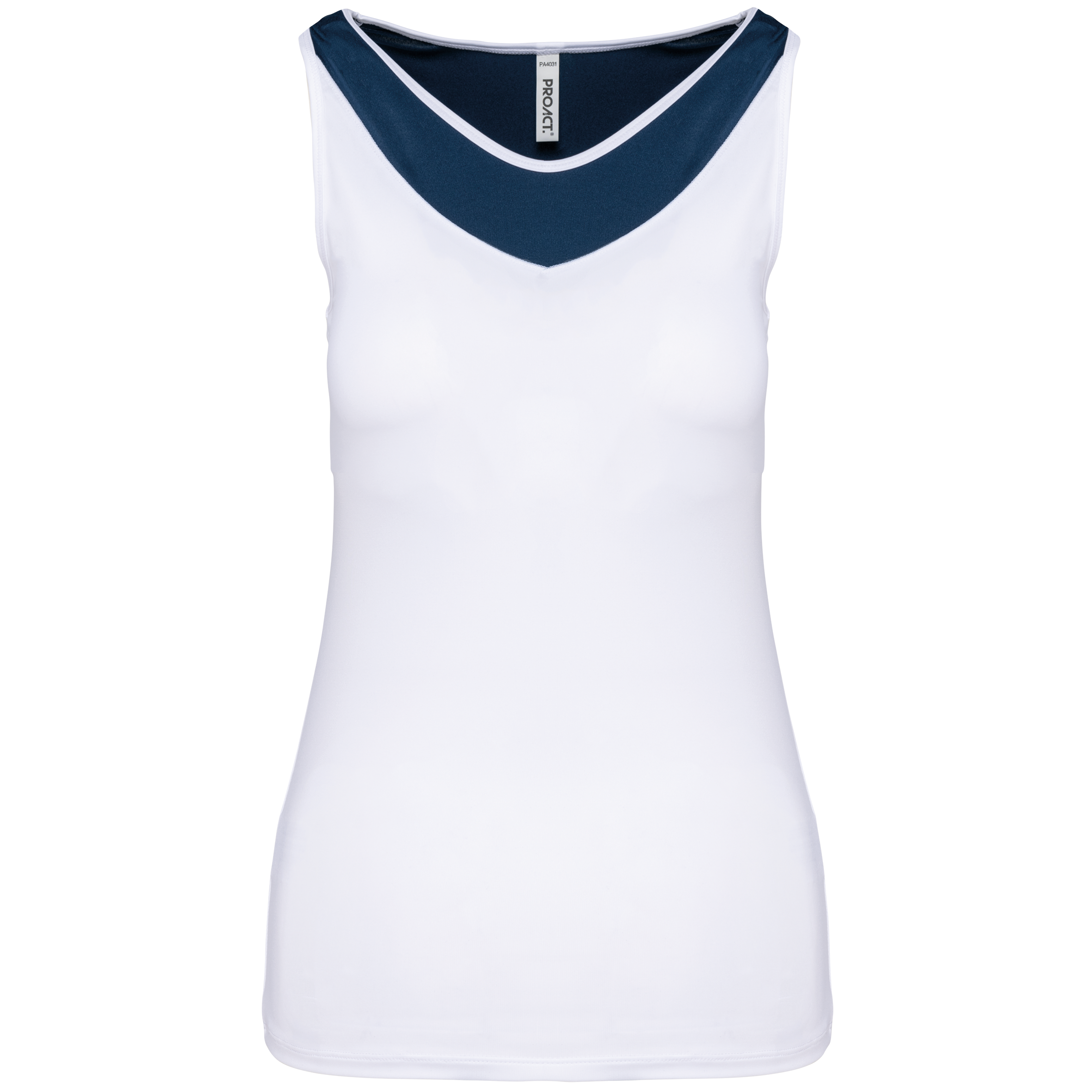 PROACT® Tweekleurige padeltop voor dames — White / Sporty Navy